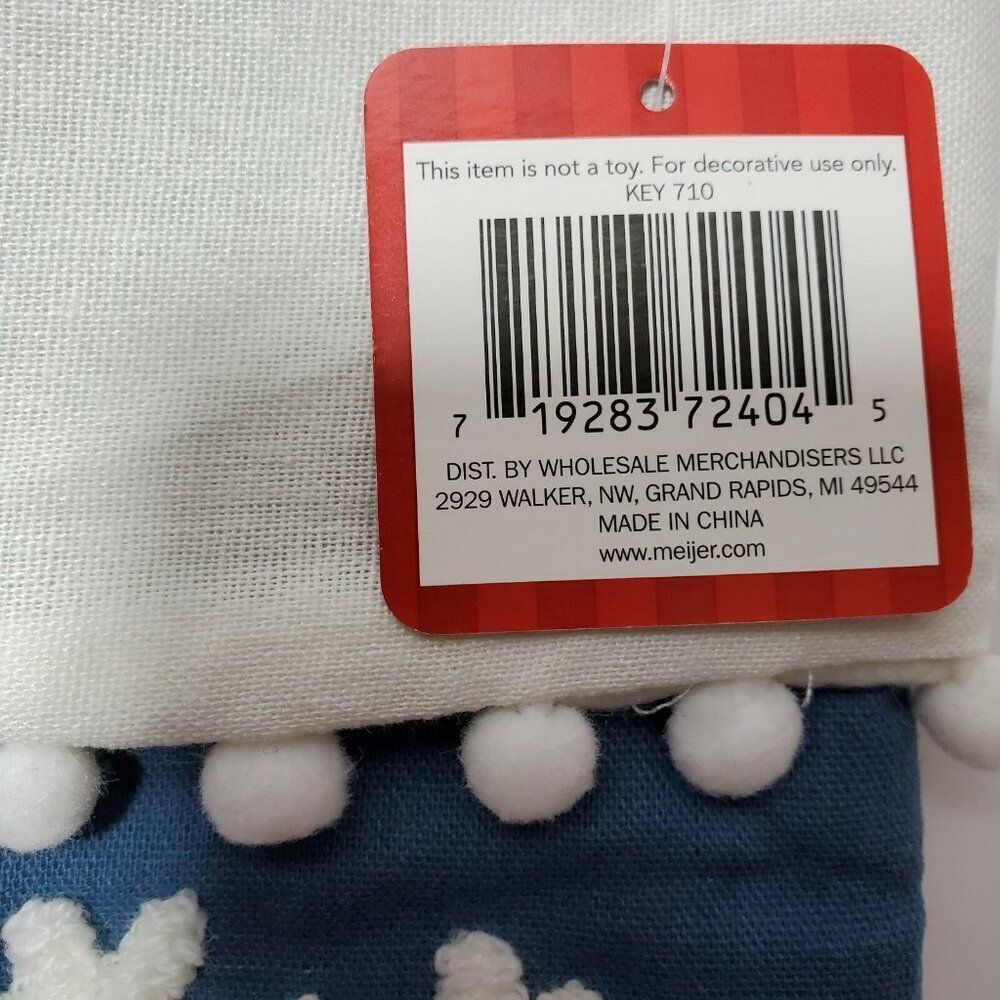 Christmas Stocking Snowflakes Raised Blue White 18" Holiday Home Decor xmas‎ NEW - Picture 8 of 8